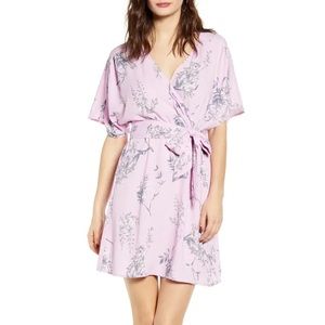 Leith Light Purple Dolman Sleeve Wrap Minidress